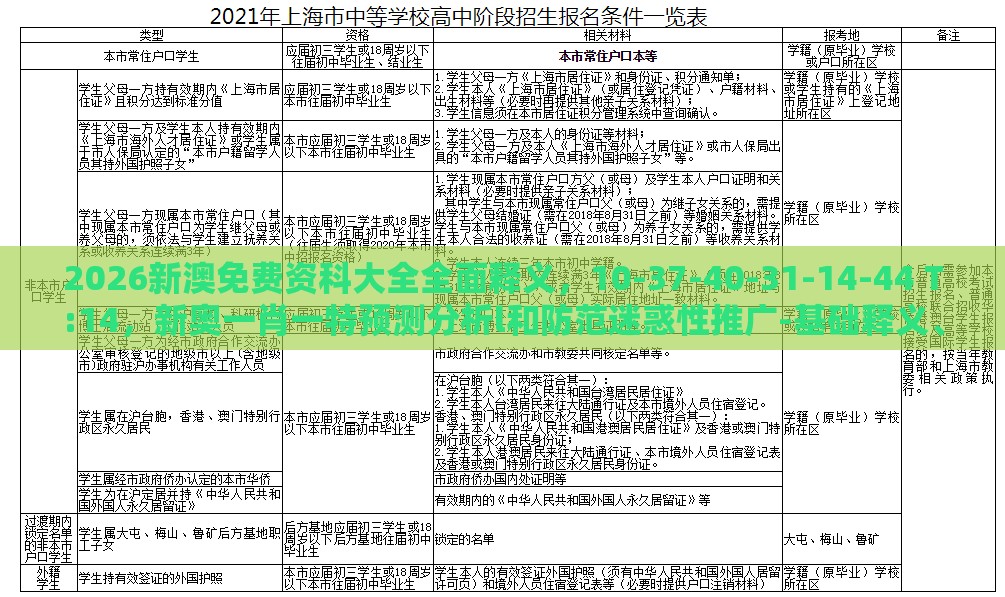 2026新澳免费资科大全全面释义，10-37-40-31-14-44 T:14，新奥一肖一特预测分析l和防范迷惑性推广-基础释义、解释与落实